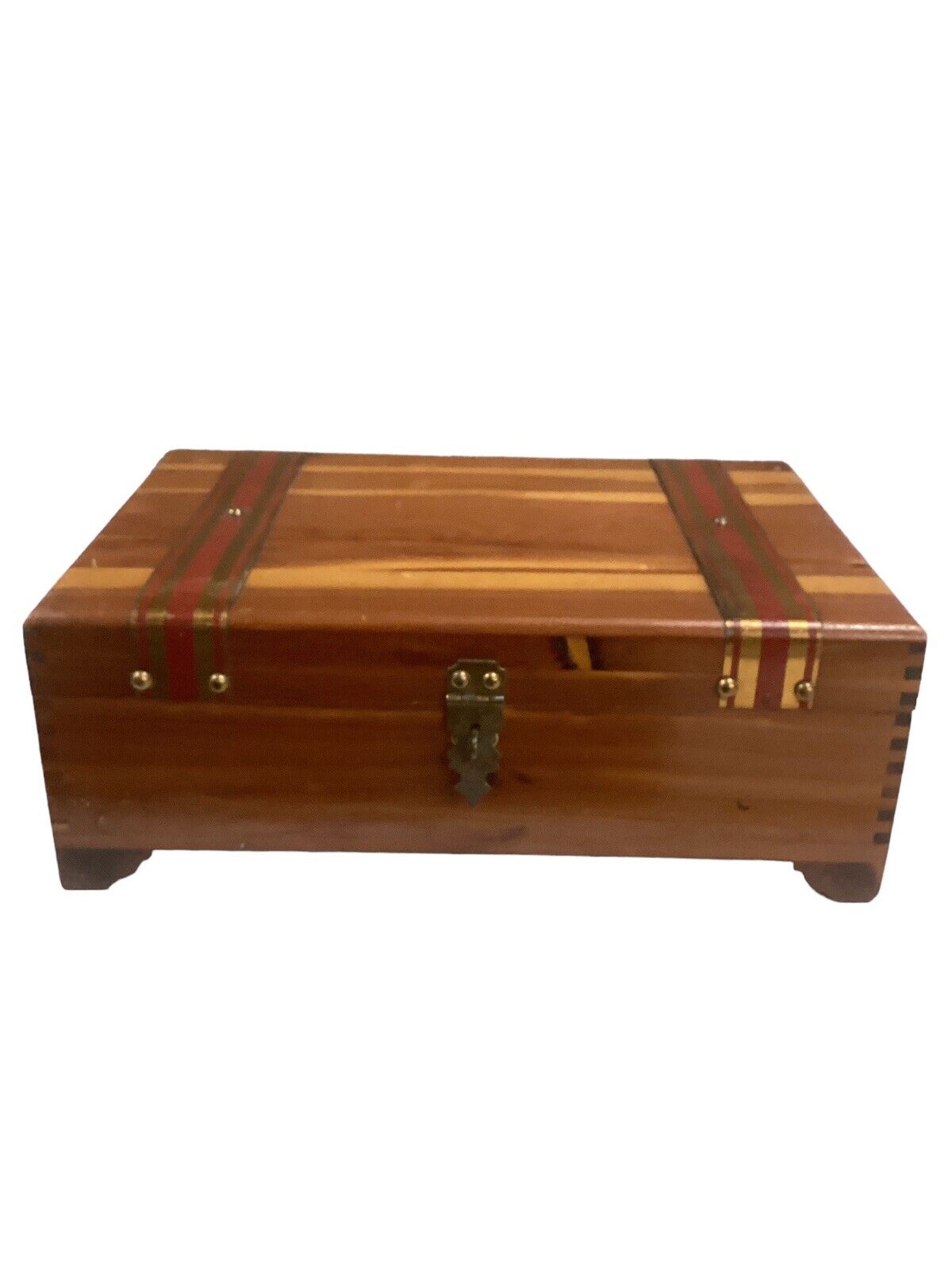 Vintage Pilliod Wood Cedar Jewelry Trinket Chest Box Storage Dovetail Swanton OH