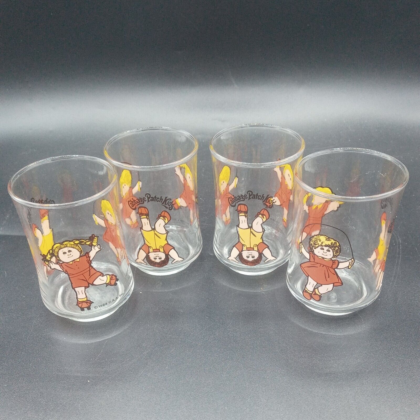 Cabbage Patch Kids 1984 Juice Glasses lot of 4