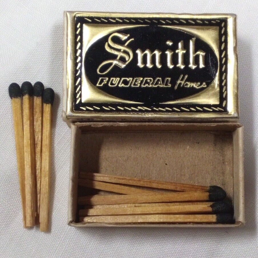 Vintage Smith Funeral Home Cigarettes Matches Matchbook Box Collectible Sweden