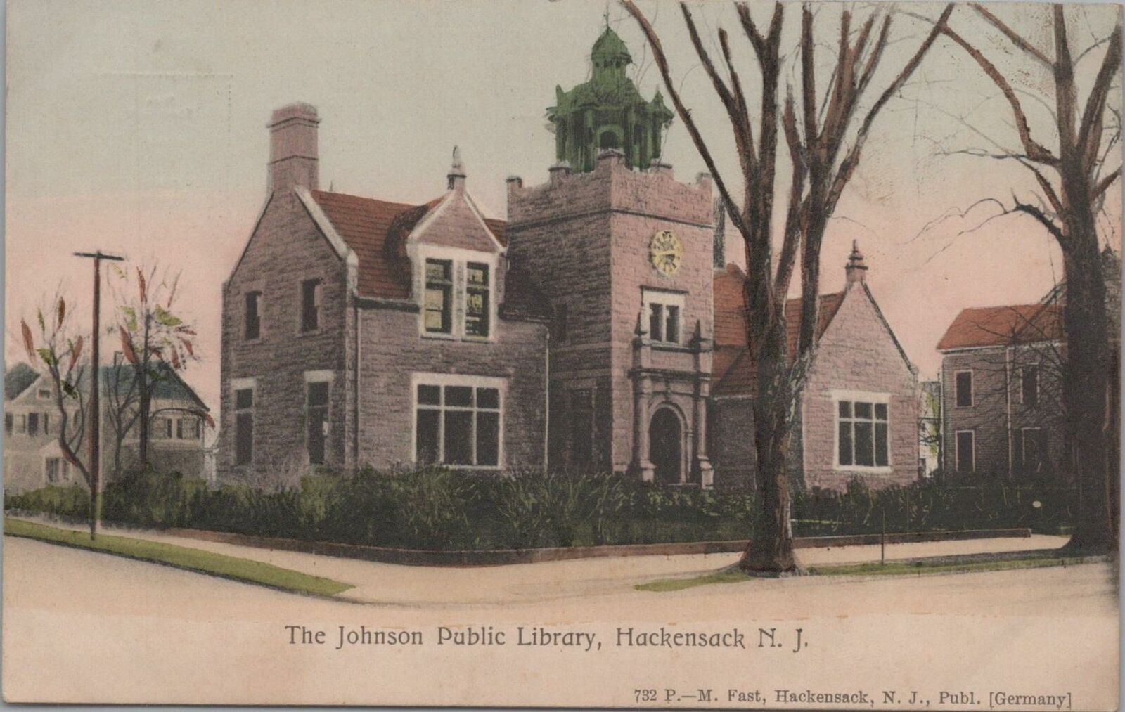 Postcard The Johnson Public Library  Hackensack NJ 