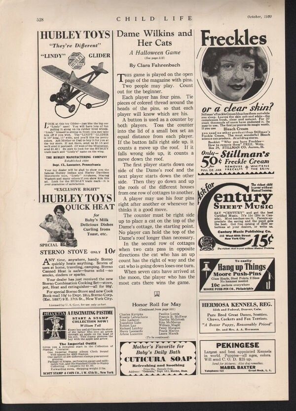 1930 HUBLEY LINDY GLIDER AIRPLANE LANCASTER TOY AVIATION LINDBERGH AD 14183