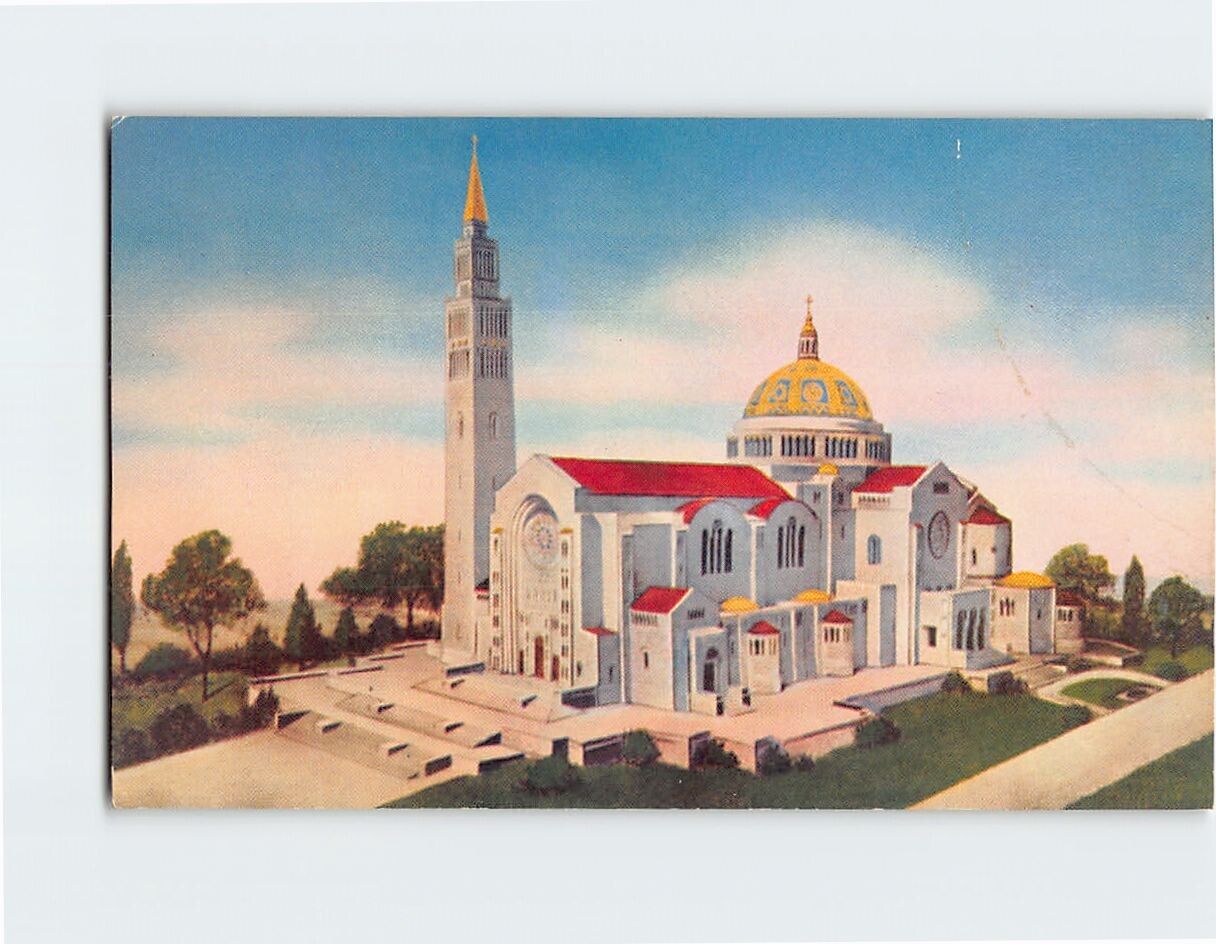 Postcard Side View of the National Shrine Washington DC