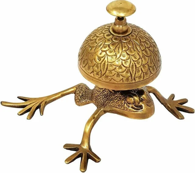 Frog Table Desk Bell Antique Vintage Brass Hotel Ornate Reception Counter Bell