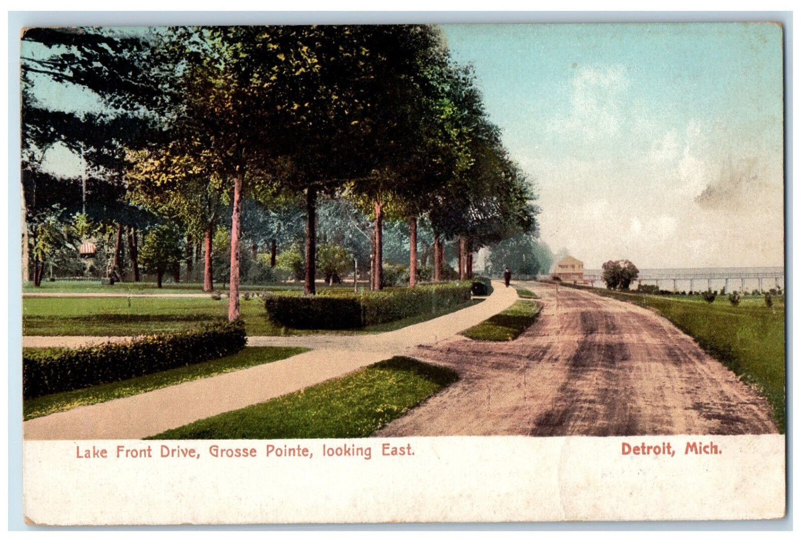 1907 Lake Front Drive Grosse Pointe Looking East Detroit Michigan MI Postcard