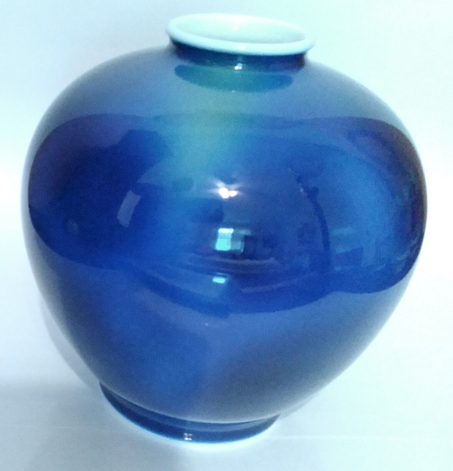 Excellent Antique Fukagawa Arita c. 1900-1920 Cobalt  & Turquoise  Vase 6\
