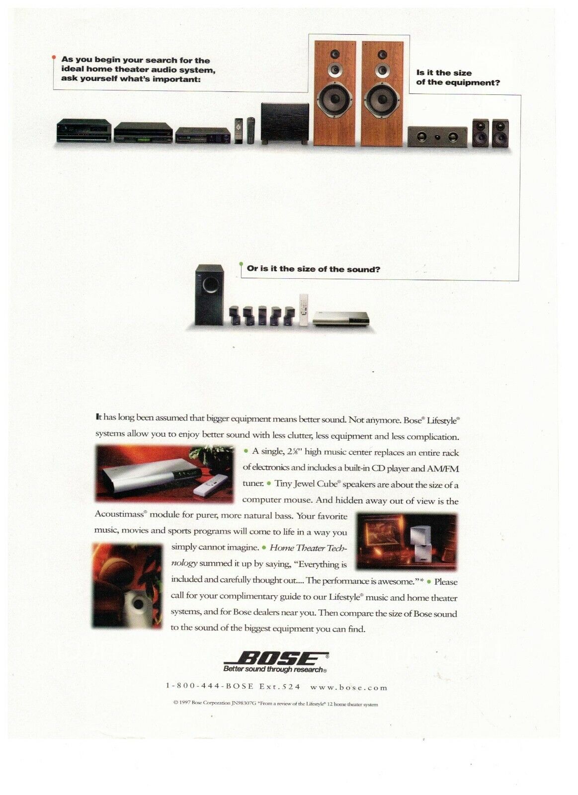 1997 Bose Size of the Sound Lifestyle System Vintage Print Advertisement