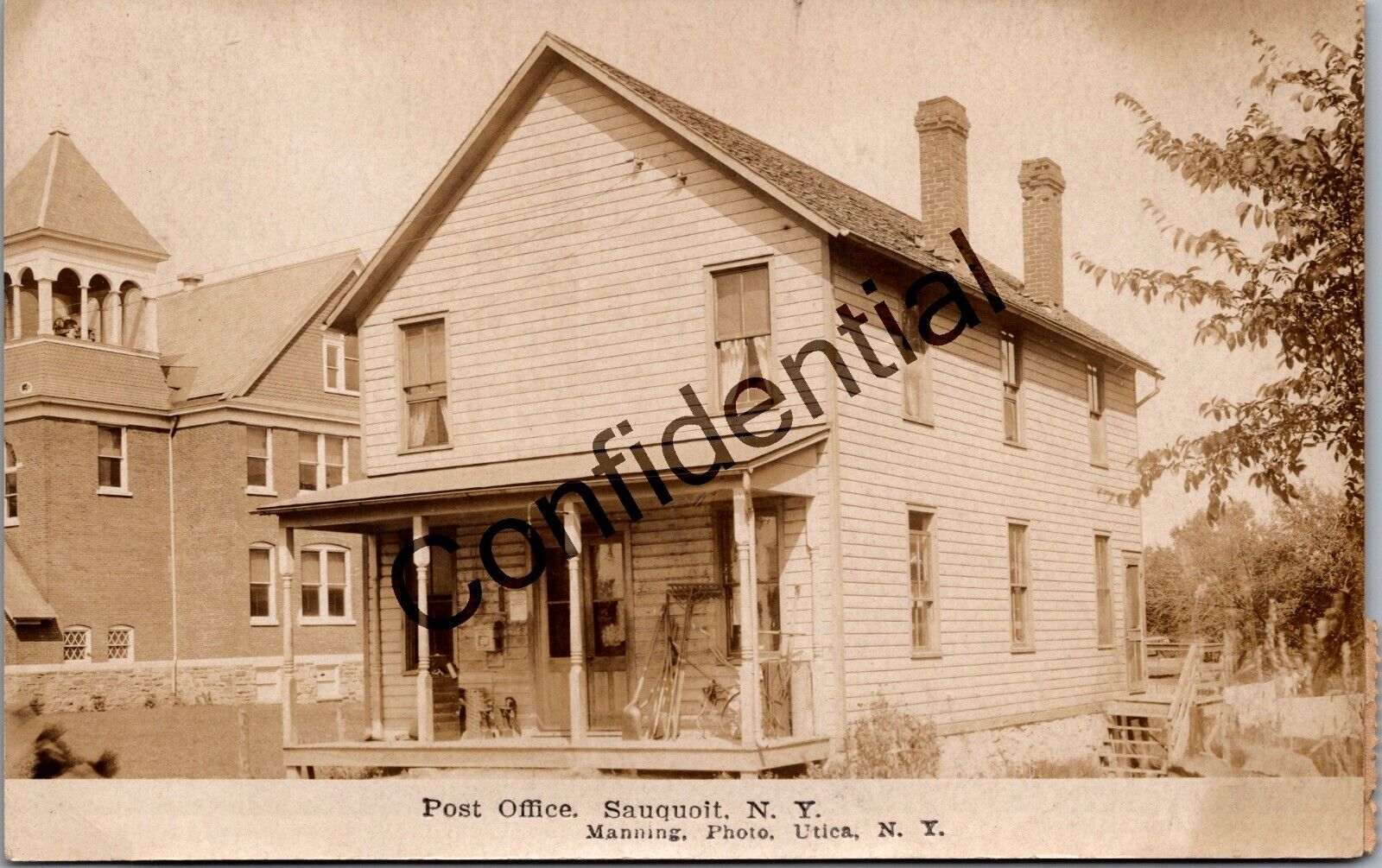 Real Photo General Store & Post Office Sauquoit NY New York Manning RP RPPC K386