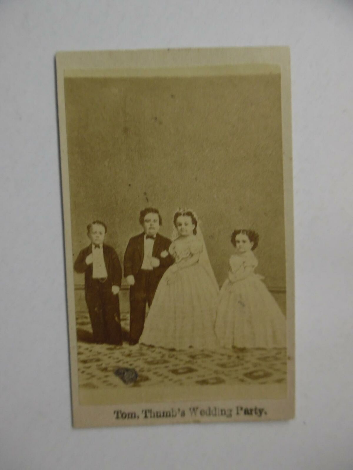 c.1860s Tom Thumb\'s Wedding Party CDV Photo by Geo. Stinson & Co. Midget Antique