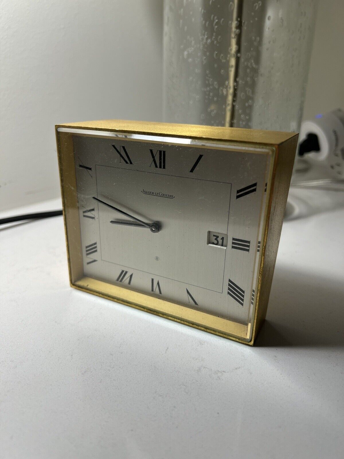 Jaeger Le Coultre 8 Table Desk Clock Swiss Made Cal. 515 Vintage
