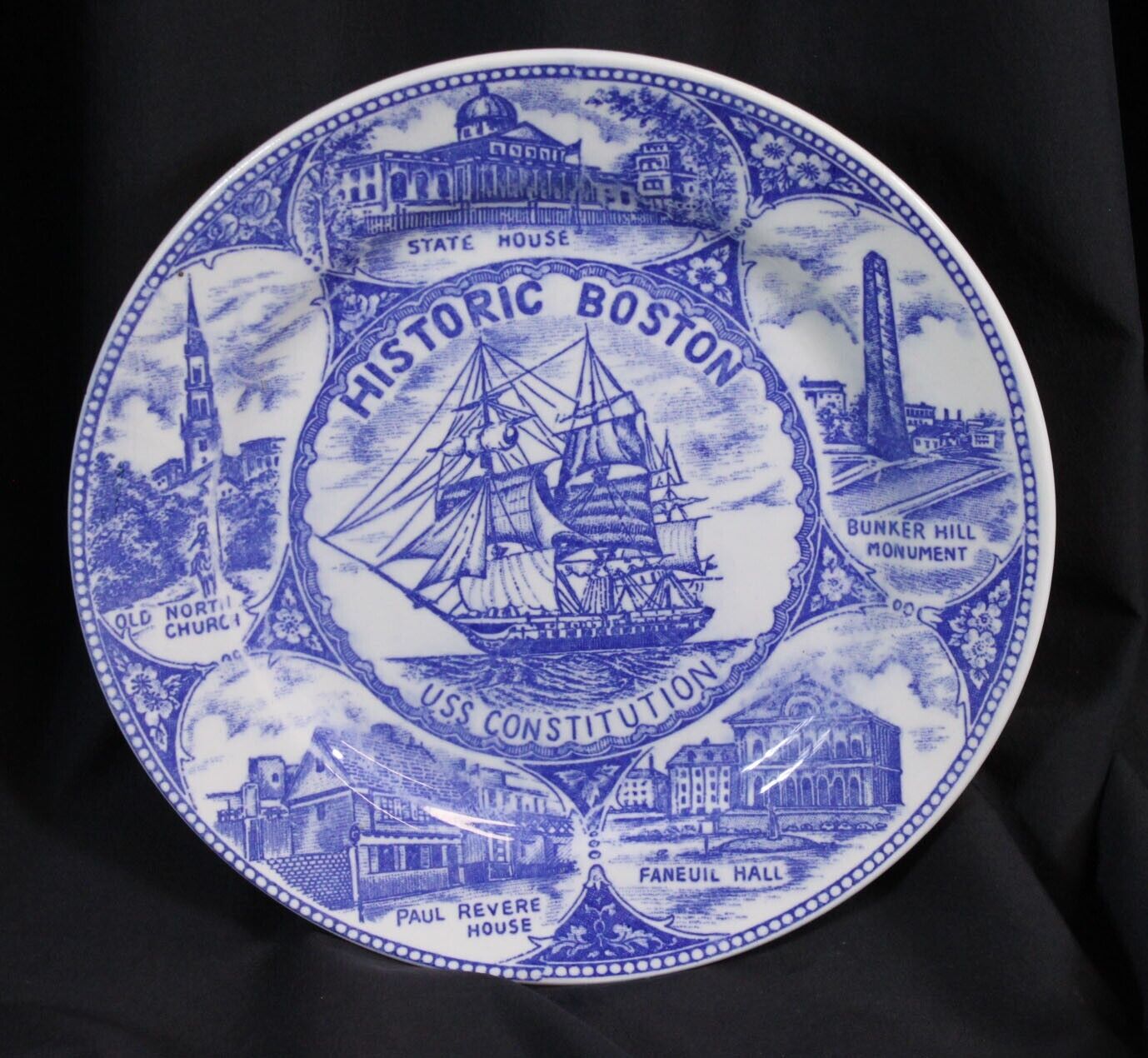 Vtg Lang Craft Plate Historic Boston USS Constitution Souvenir 9\