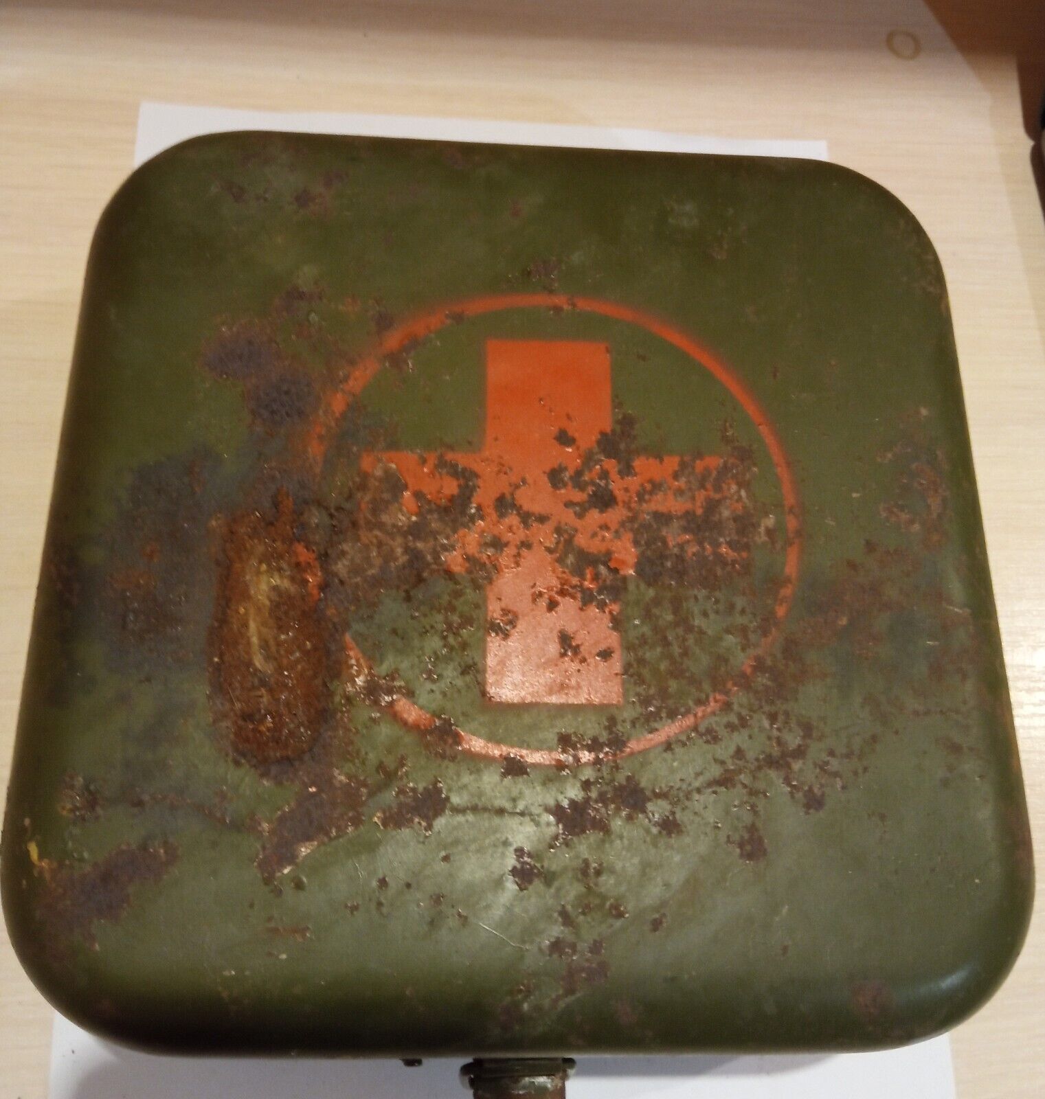 Vintage USSR metal first aid kit for military vehicles