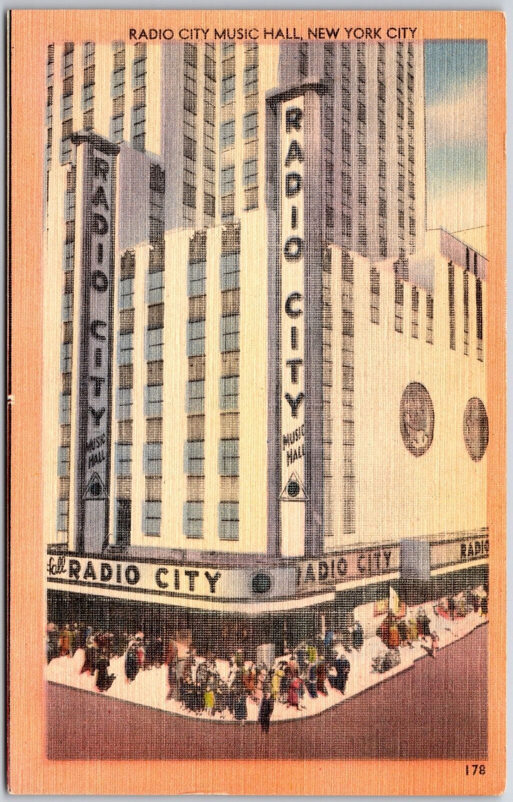 Radio City Music Hall New York City NYC Street View Cross Streets Postcard
