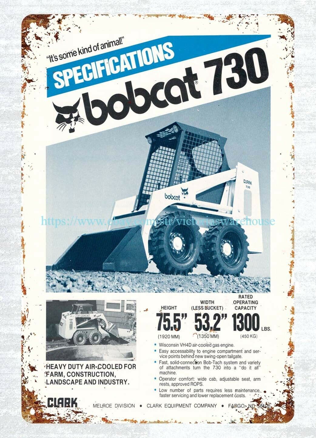 1978 bobcat 730 loader construction farm equipment metal tin sign home interior