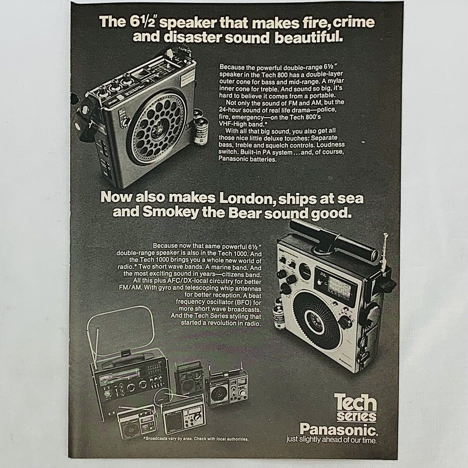 Vintage 1970\'s Panasonic Tech 800 Tech 1000 Portable Radio Stereo VHF Short Wave