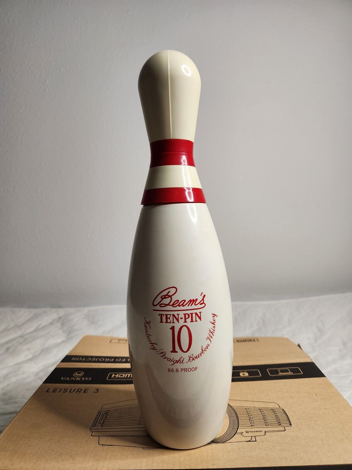 Vintage Jim Beam's Ten-Pin 10 Whiskey Bowling Pin Decanter Bottle 86.8 Proof