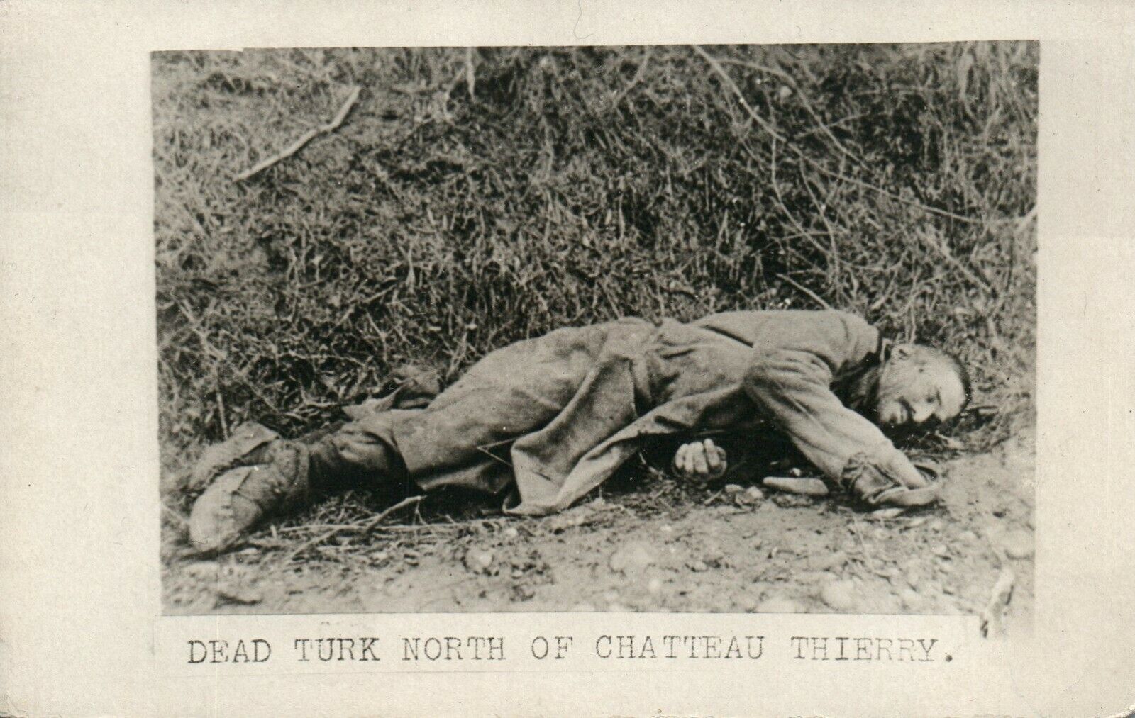 WWI WWII Dead Turk Ottoman North of Chateau Thierry Real Photo RPPC Postcard