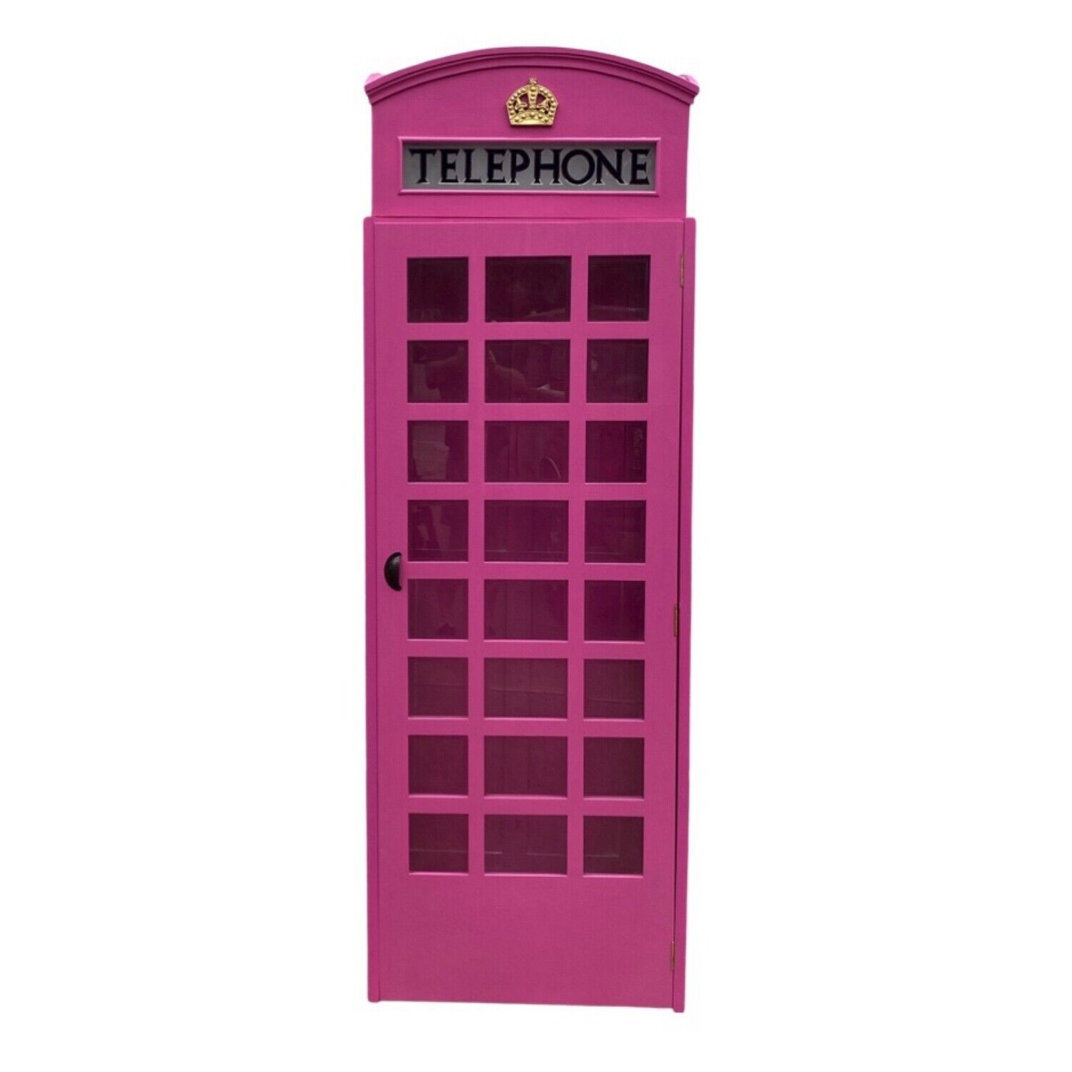 Red Hot Pink British Wood Telephone Phone Booth English Like Cast Iron