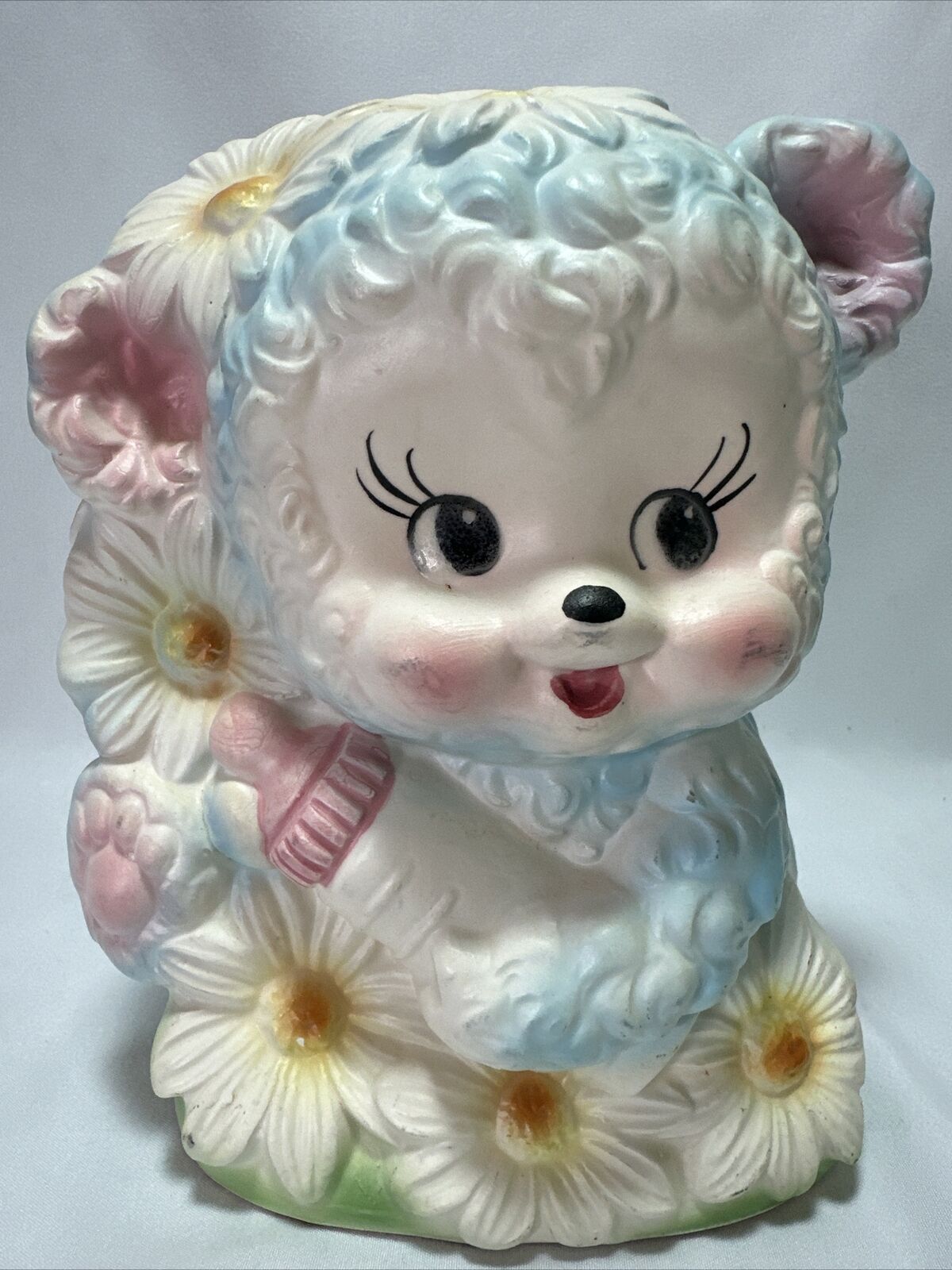 Vintage Napco Nursery Room Planter 8208 Bear Cub Flowers Baby Bottle Japan 7\