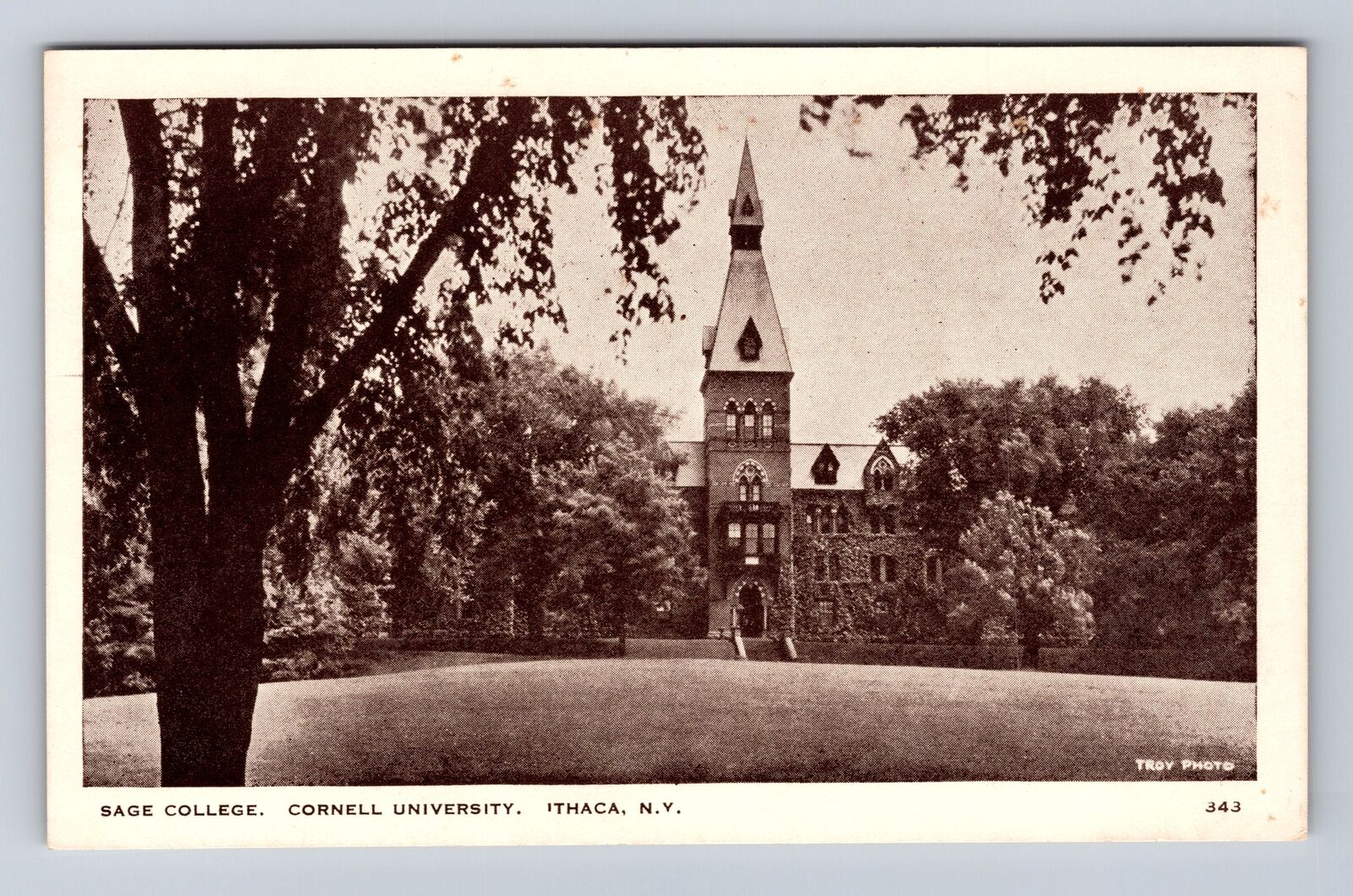 Ithaca NY-New York, Sage College, Cornell University, Vintage Souvenir Postcard