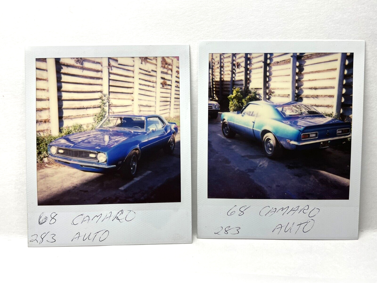 CCA 2 Photograph 1980's Polaroid Artistic 1968 Chevy Chevrolet Camaro 283 Auto 
