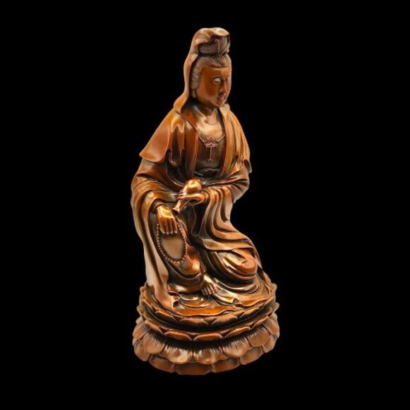 Kwan Yin Quan Yin Guanyin Bodhisattva Compassion Red Resin Lacquer Statue Figure