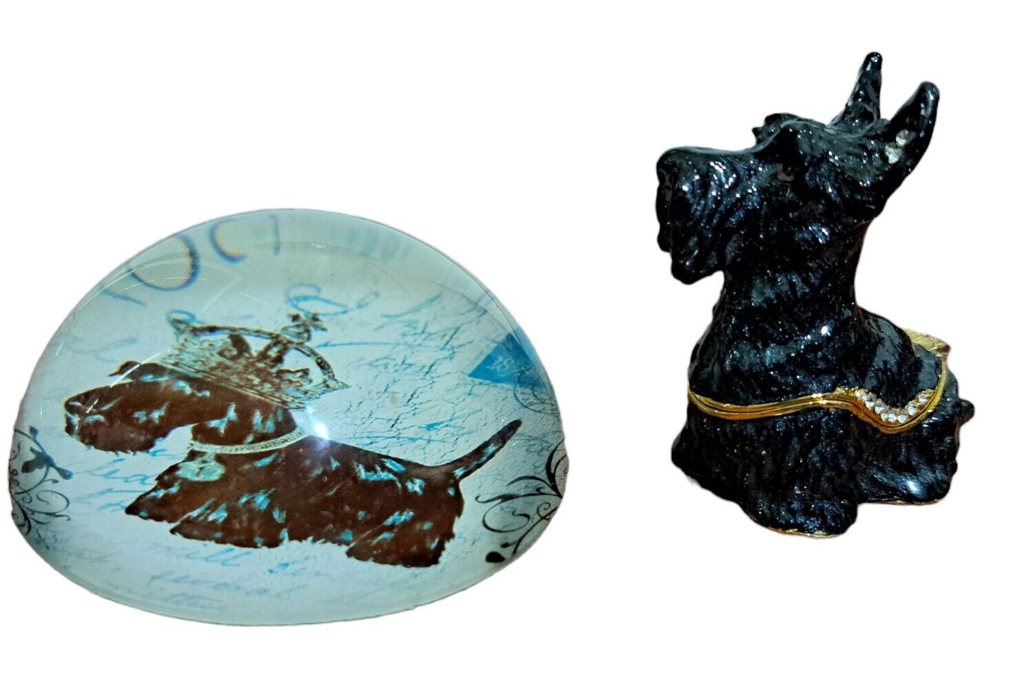 Scottish Terrier Scotty Dog Collectibles Paperweight And Trinket Box 3 IN 2 IN