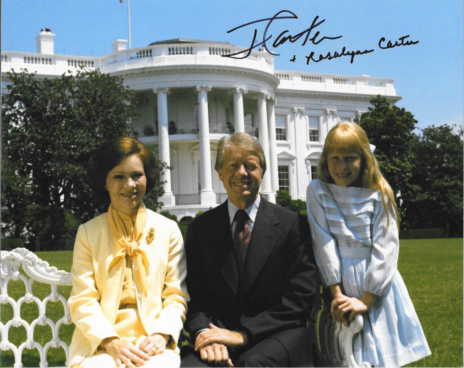 Jimmy & Rosalynn Carter Signed White House photo autographed Beckett LOA