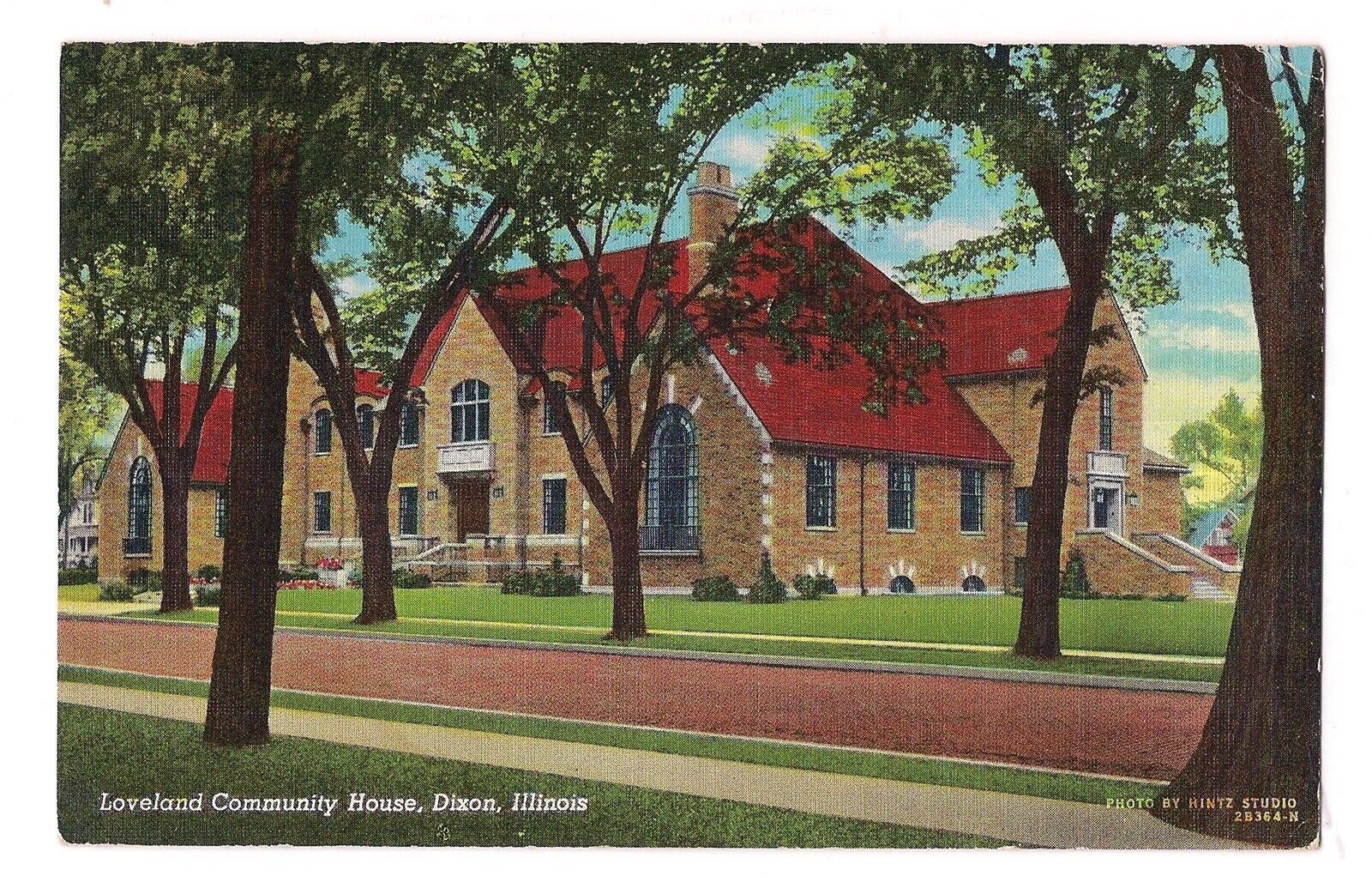 LOVELAND COMMUNITY HOUSE Museum Dixon W 2nd St Illinois IL Postcard Linen 1943