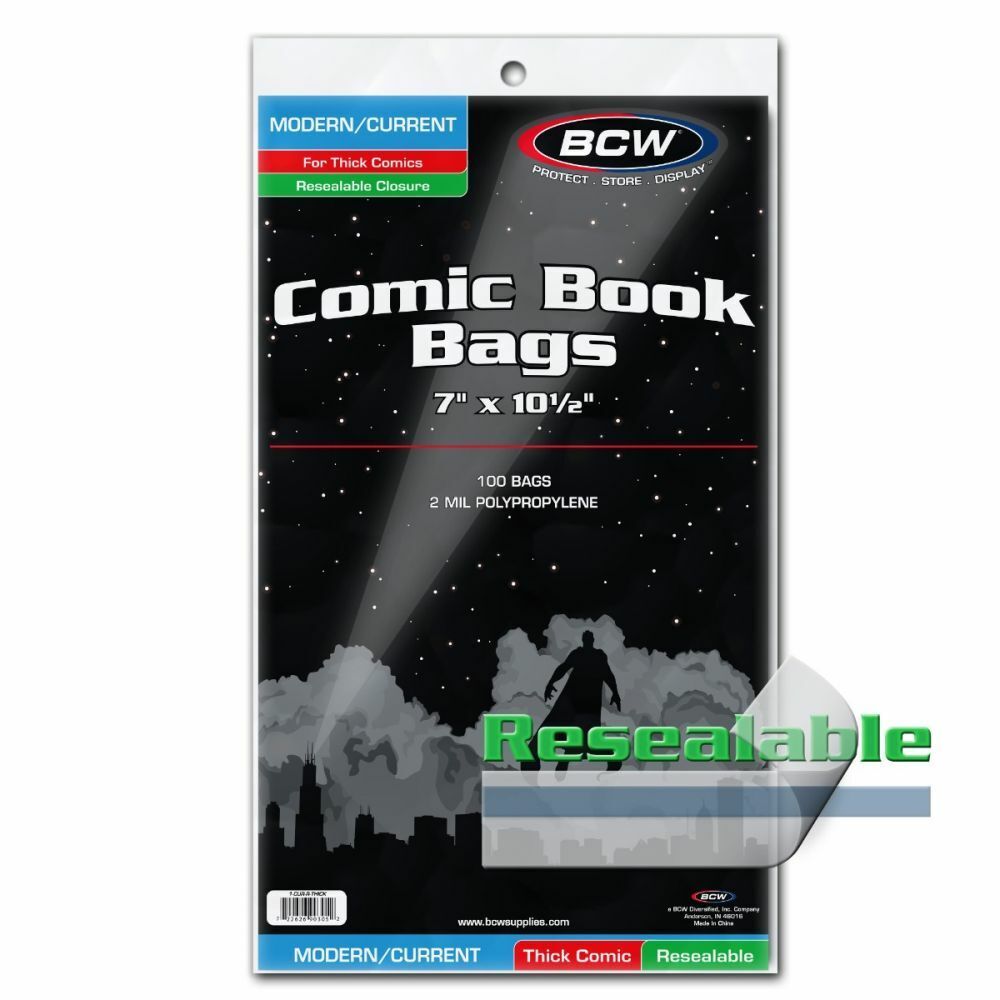100 - BCW Current Modern Thick 2-Mil Polypropylene Resealable Comic Book Bags