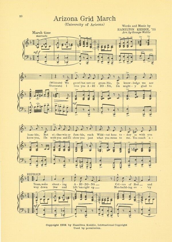 UNIVERSITY OF ARIZONA songs c 1927 \