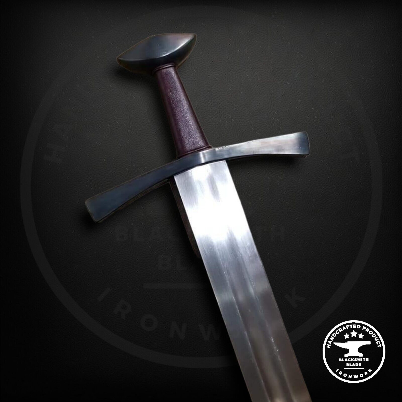 Customized Handcrafted Del Tin St. Maurice Sword Latin etchings on the blade. 