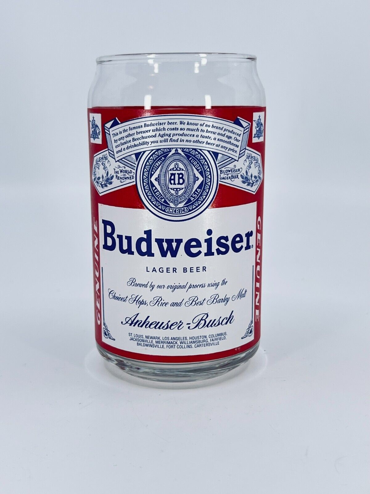 Vintage Genuine Budweiser Beer Glass Shaped Like Beer Can Beer Pint GREAT GIFT