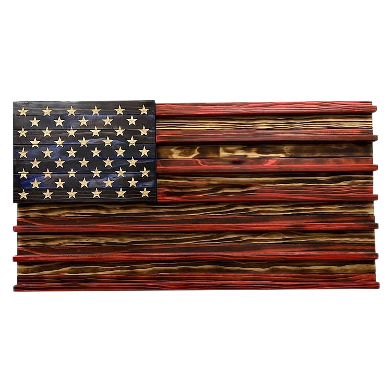 Vintage American Flag Solid Wood Wall Mounted Challenge Coin Display Holder Rack