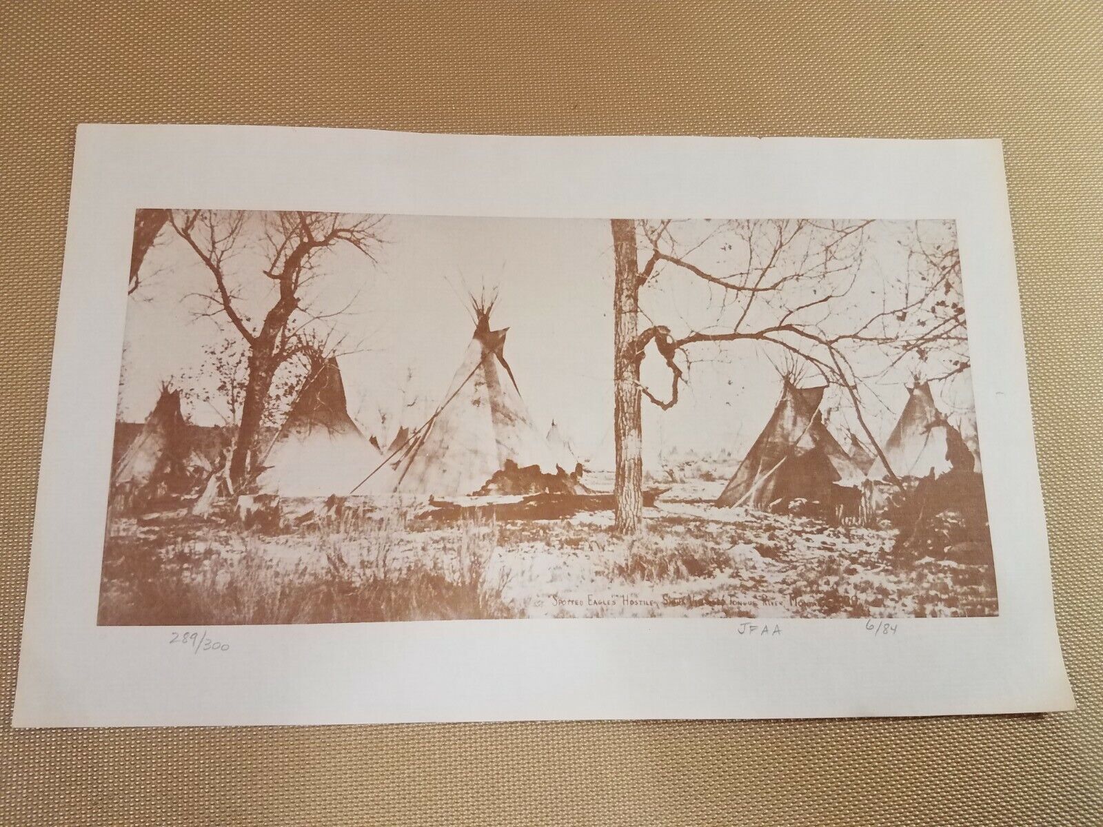 Vintage L.A. Huffman Spotted Eagle\'s Sioux Village Tongue River Photo JFAA Print