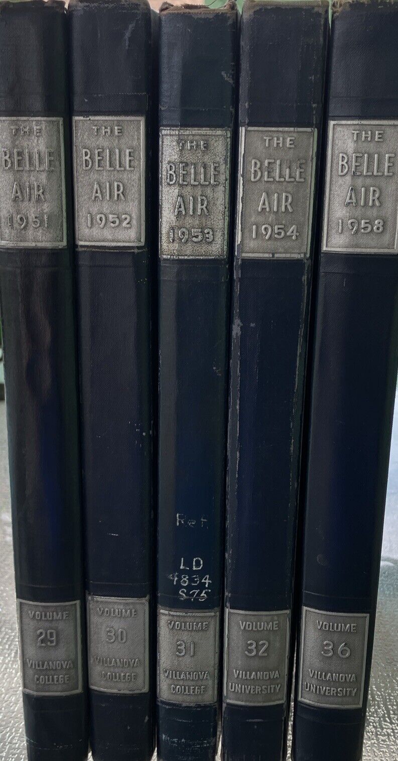 5 Vintage The Belle Air Of Villanova College Yearbooks 1951,52,53,54 & 58.