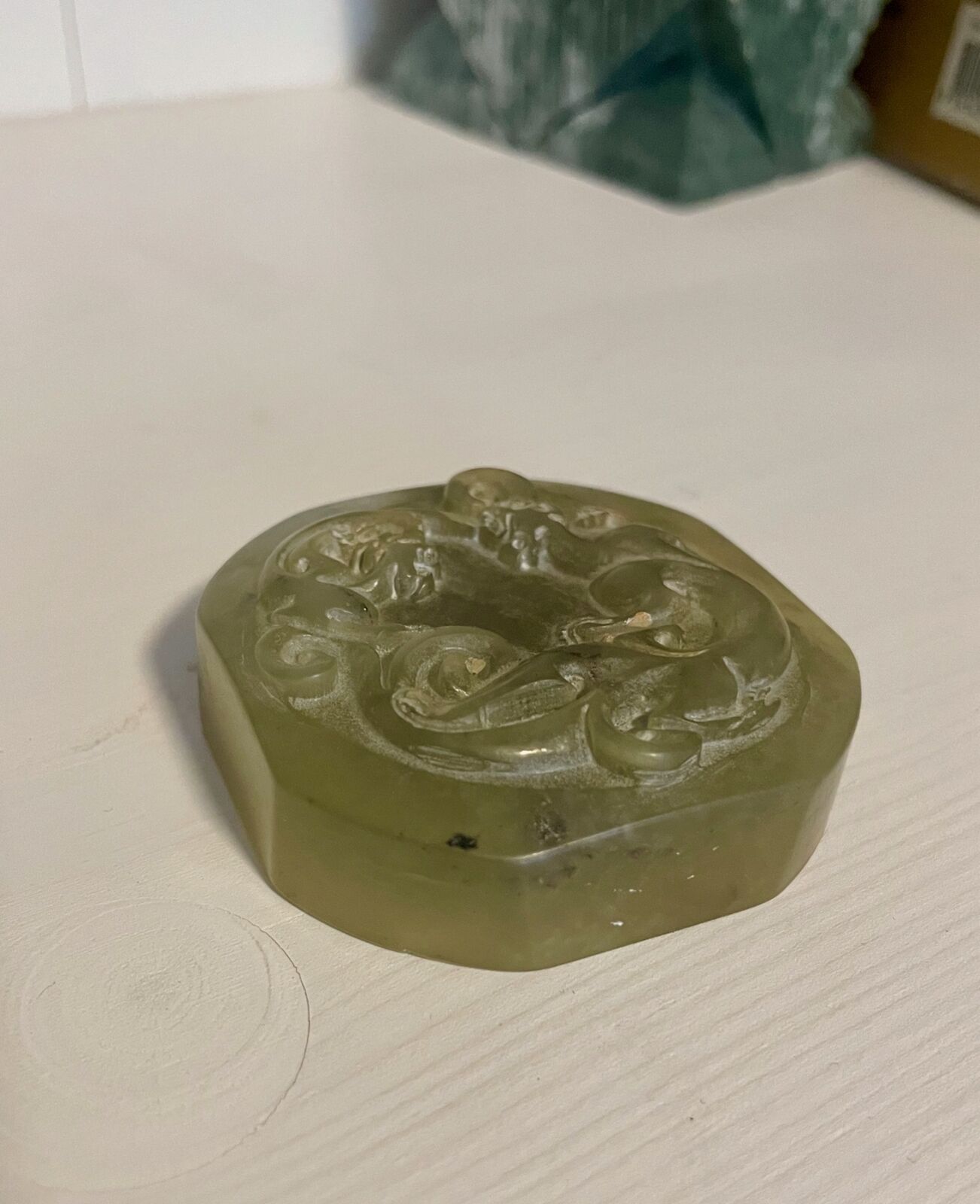 Vintage Antique Chinese Carved Jade Stone Stamp Seal