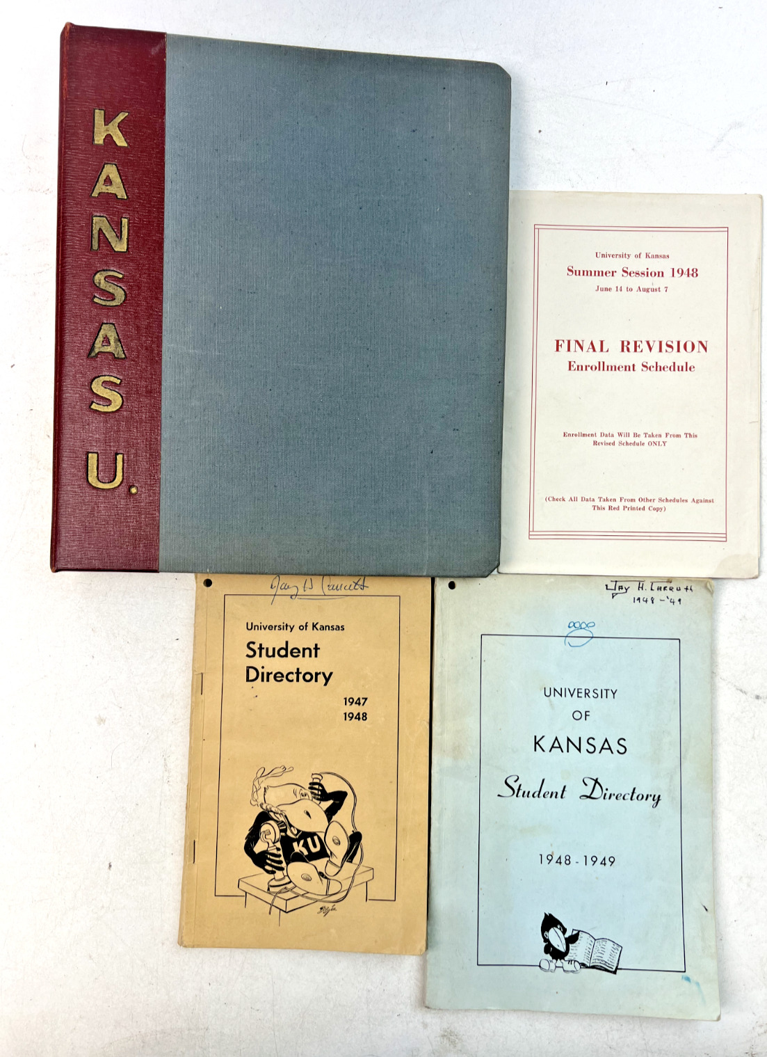 VTG 1947-1949 University of Kansas Binder, Enrollment Schedule, & Directories