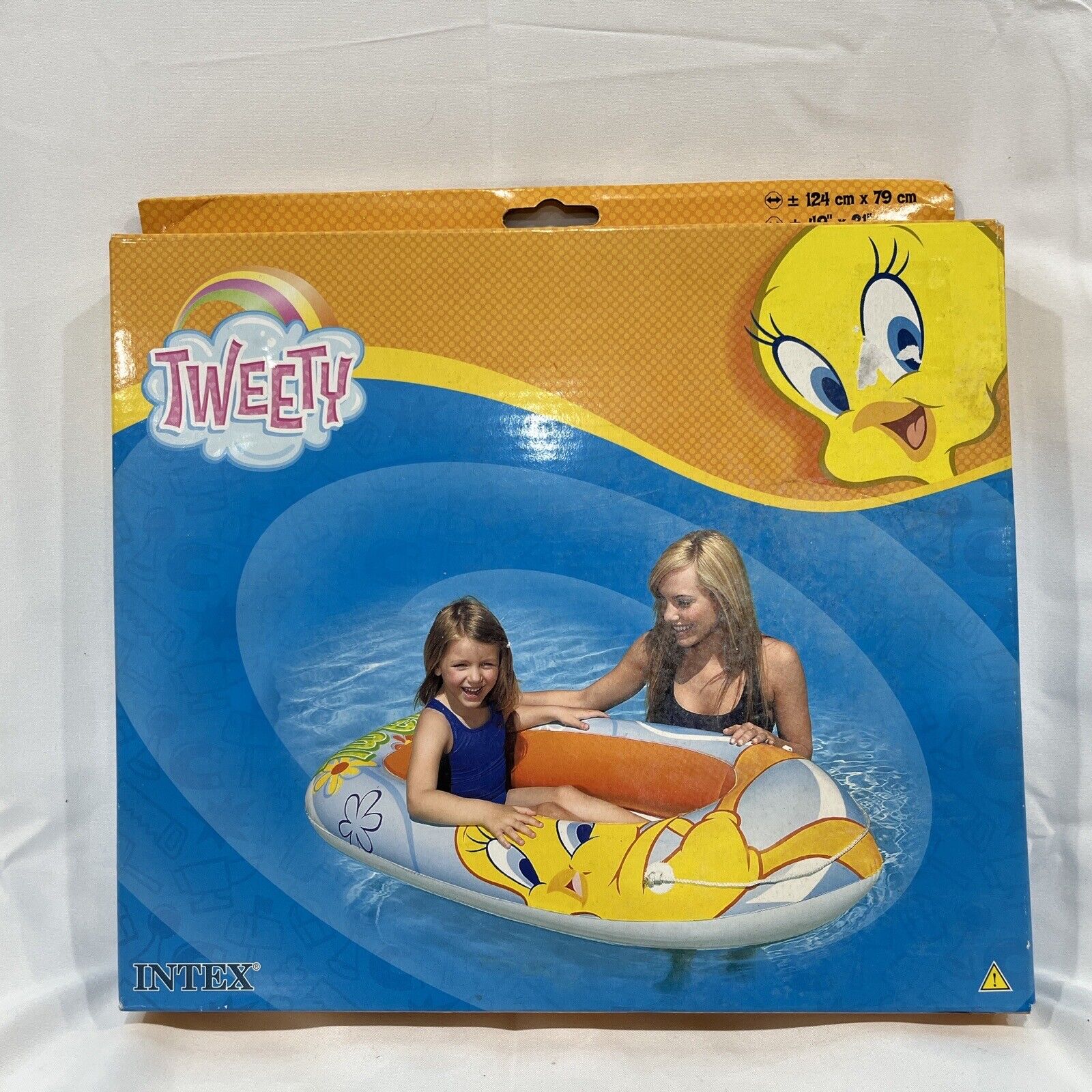 Vintage INTEX Looney Tunes Tweety Float Pool Swim Boat Inflatable Blue NOS New