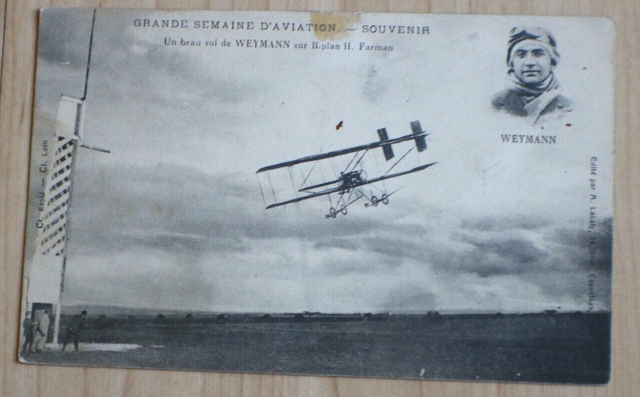 aviator Charles Terres Weymann french aviation race post card unposted
