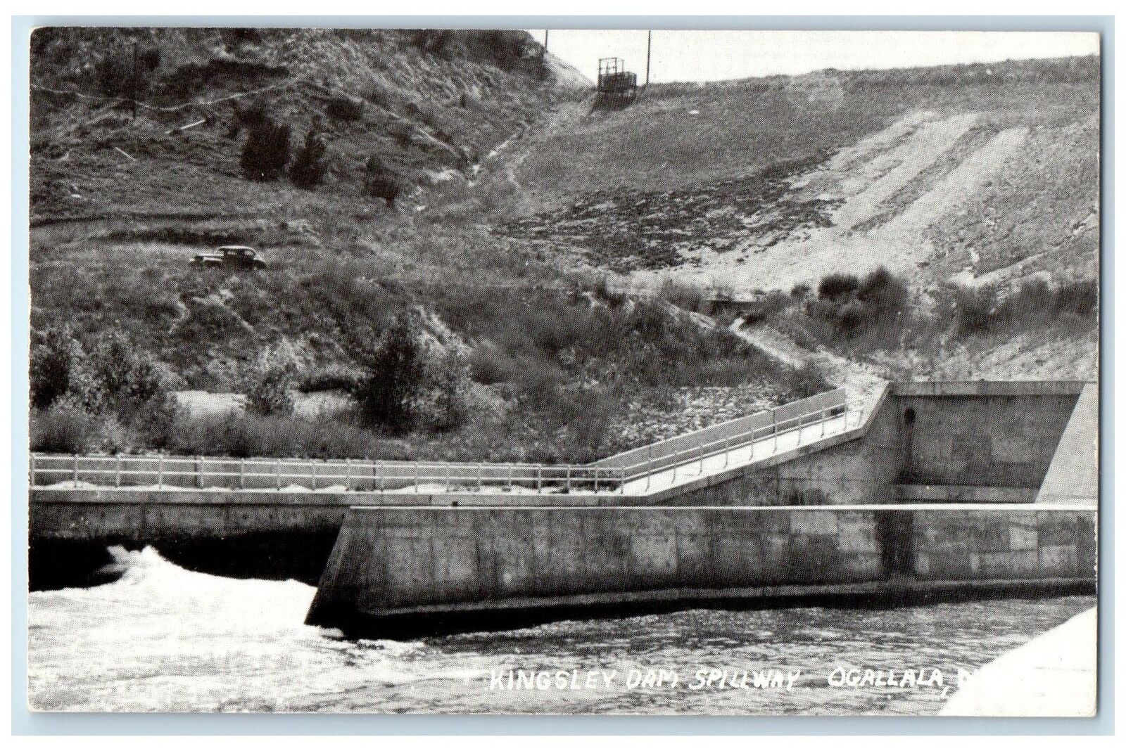 c1940\'s Aerial View Of Kingsley Dam Ogallala Nebraska NE Unposted Trees Postcard