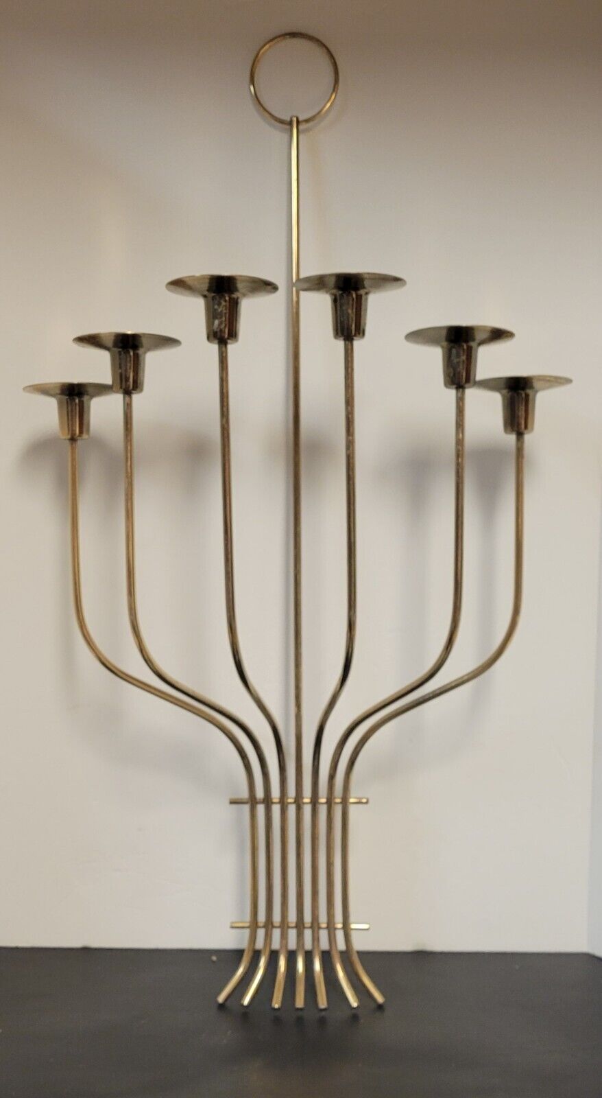 Tommi Parzinger Brass Six Hole Candle Holder Sconce Mid Century Candelabra (R)