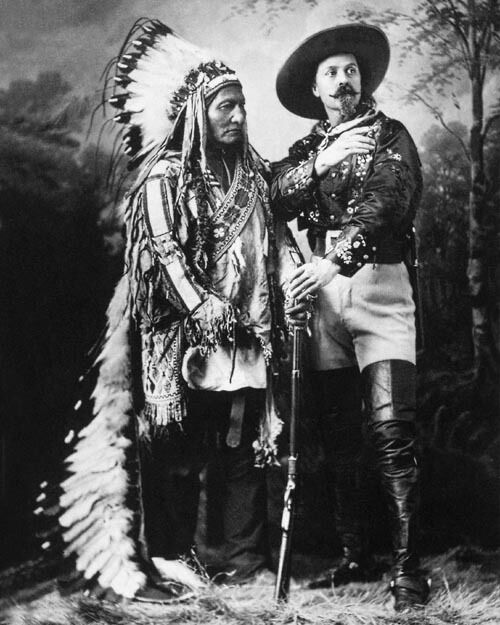 1885 BUFFALO BILL and CHIEF SITTING BULL Glossy 8x10 Photo Print Western Poster