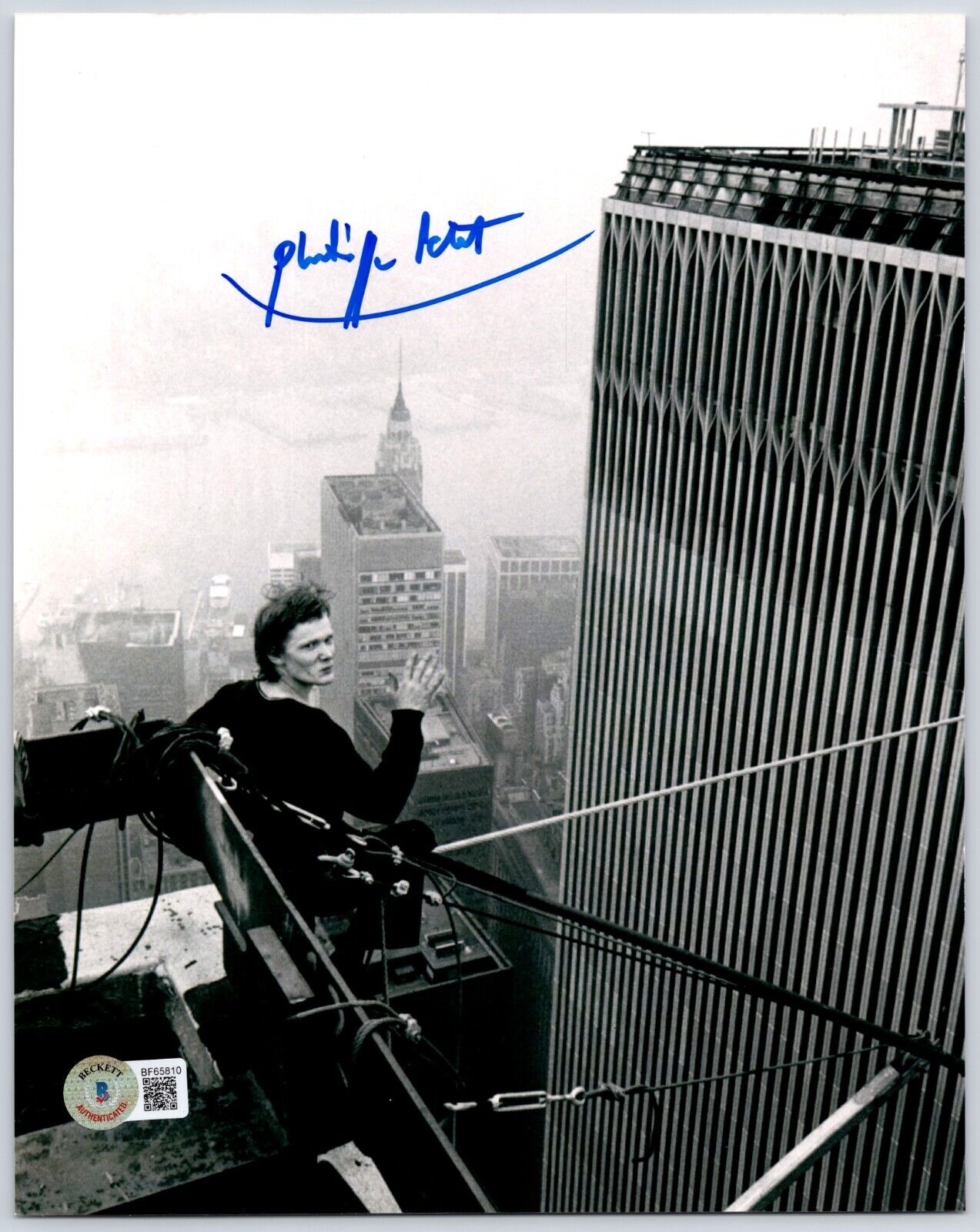 Philippe Petit Authentic Autographed World Trade Center Beckett BAS COA 8x10