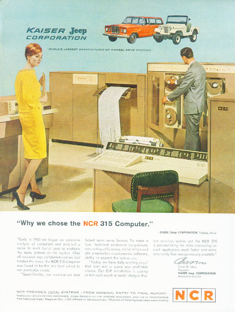 Kaiser Jeep Corporation chose the NCR 315 Computer ad 1963