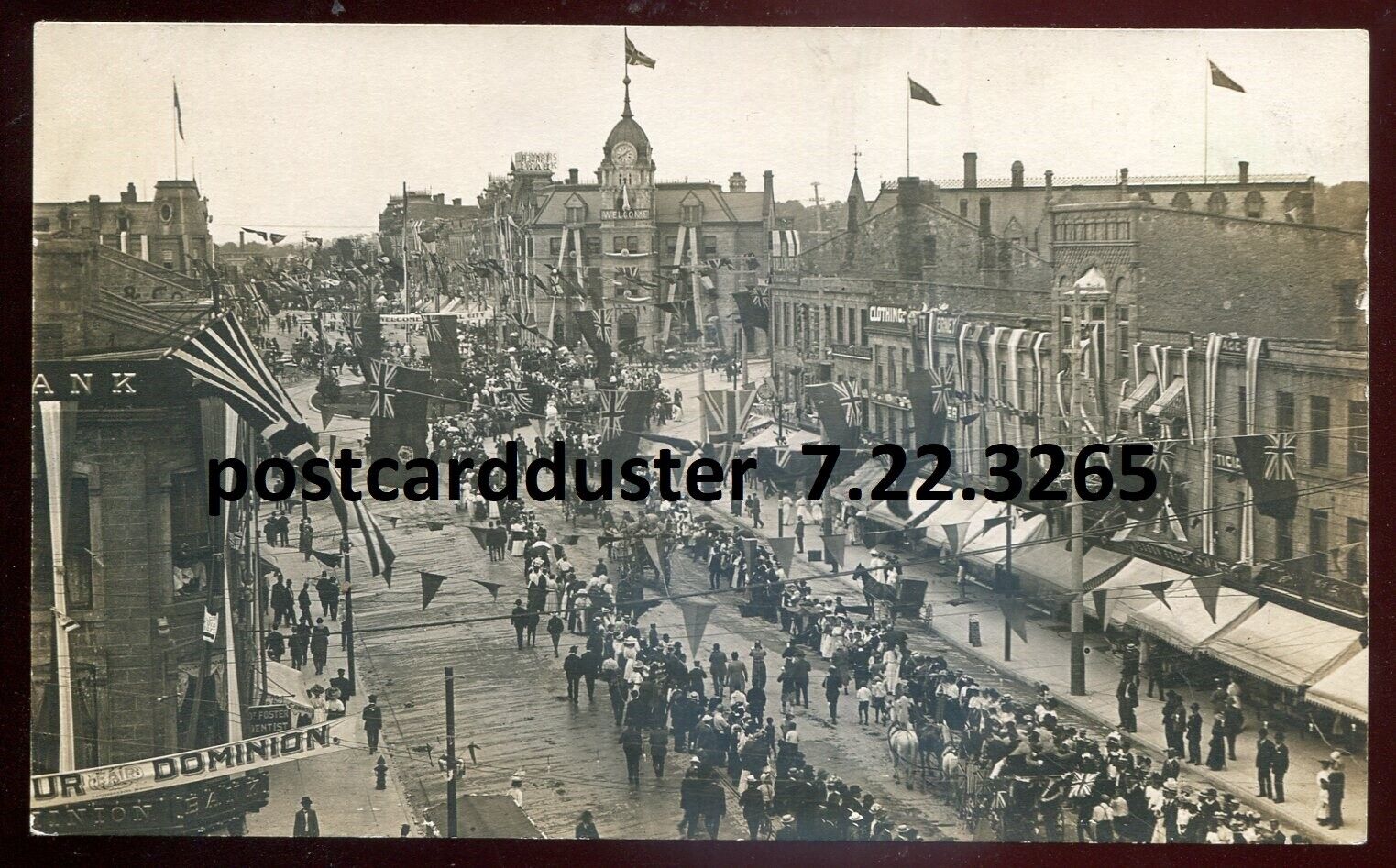 GUELPH Ontario 1908 Old Home Week Street Celebration. Real Photo Postcard