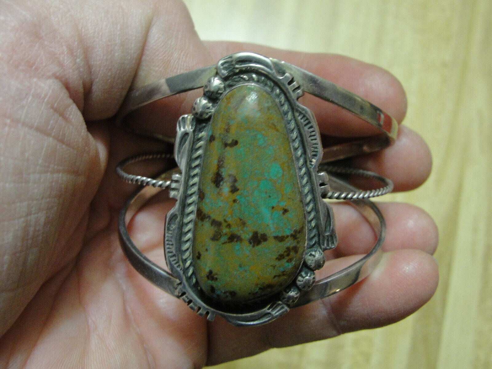 DRF David R Freeland Jr Sterling Silver Cuff Bracelet Native American Turquoise