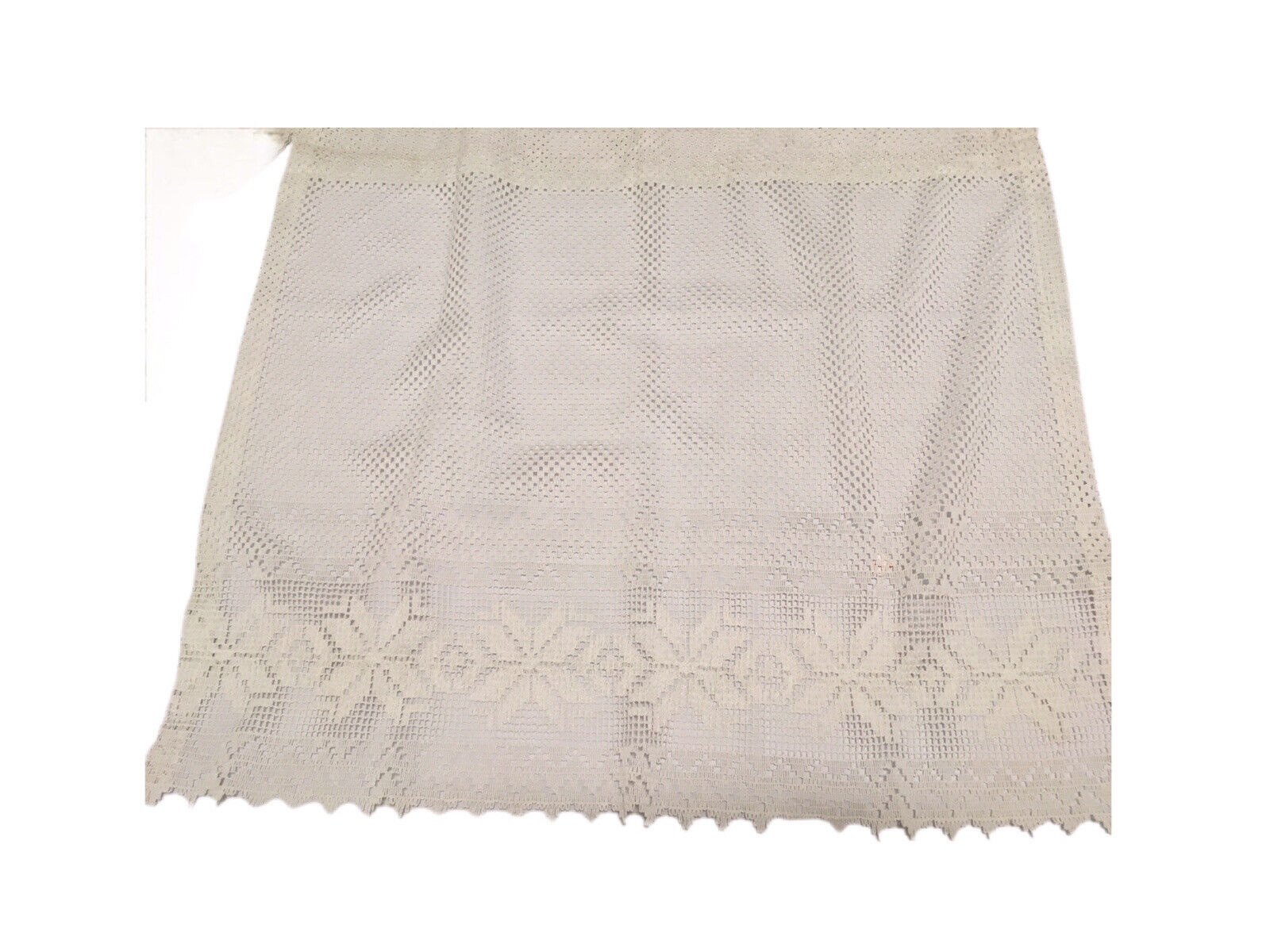 Vintage 2 curtain sections white open weave 23x27 in Pocket For Rod