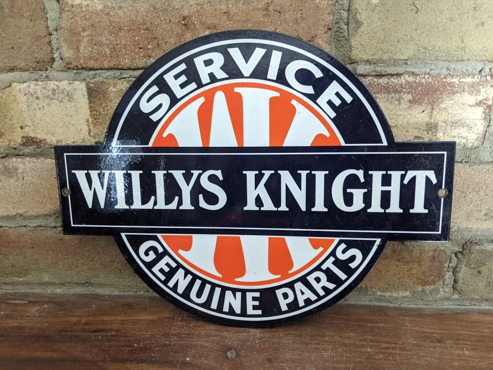 VINTAGE WILLYS KNIGHT PARTS & SERVICE PORCELAIN ADVERTISING SIGN 12\