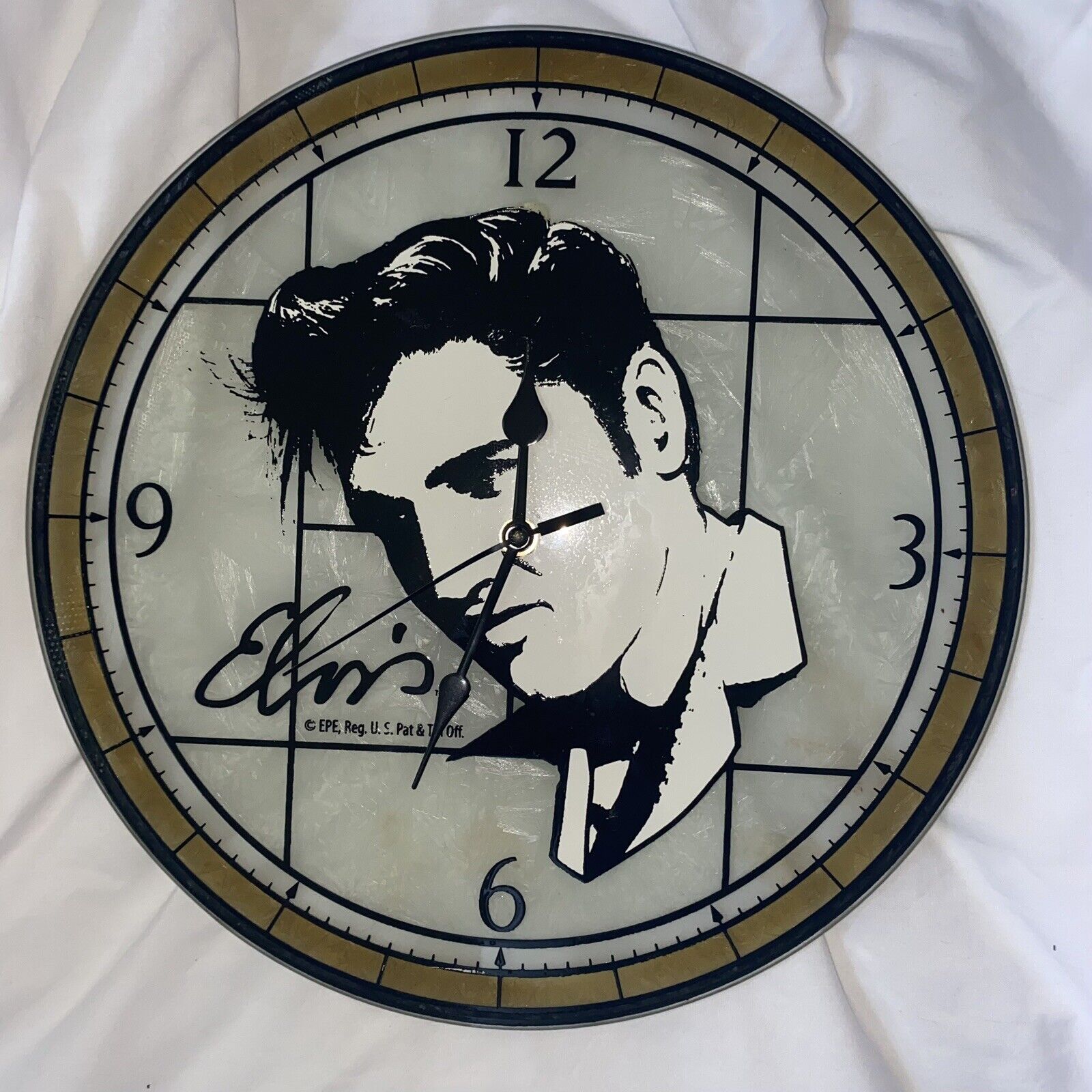 Elvis 12in Art Glass Wall Clock  By The Memory Company