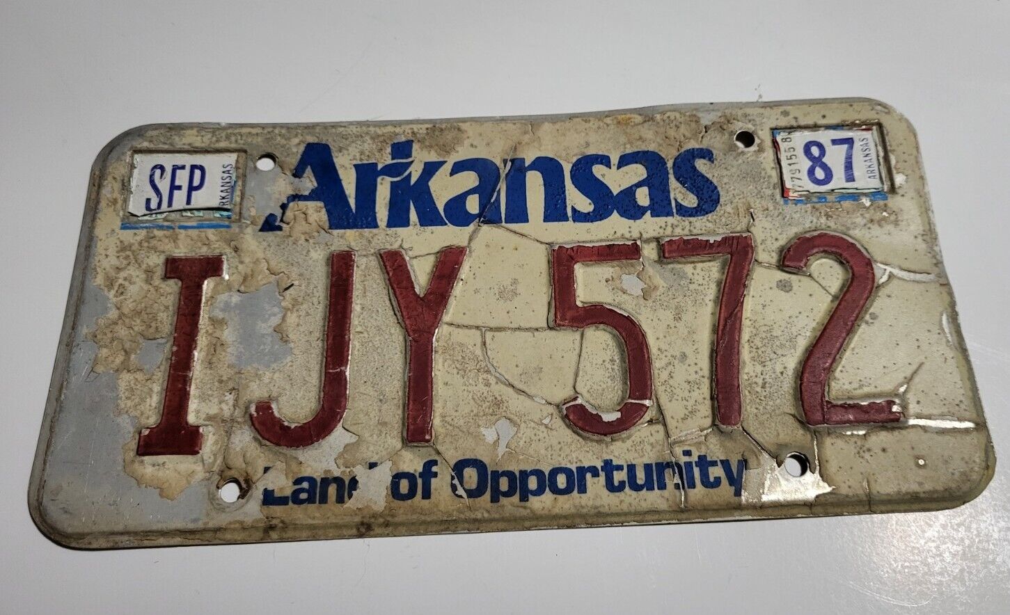 Vtg 1987 Arkansas License Plate IJY 572 Land of Opportunity
